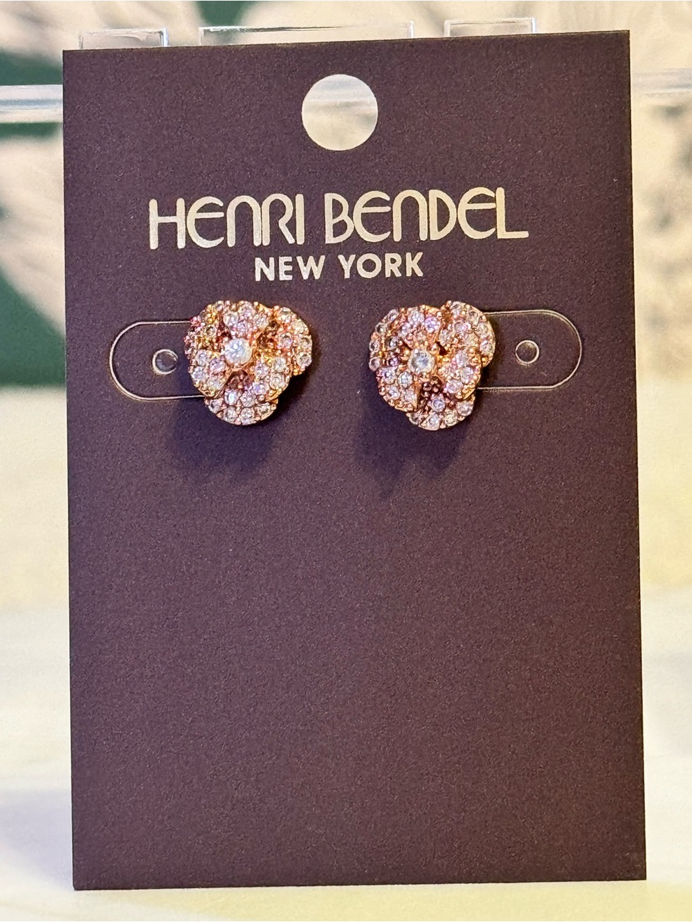 henri bendel Rose Gold Flower Crystal Cluster Stud Earrings
